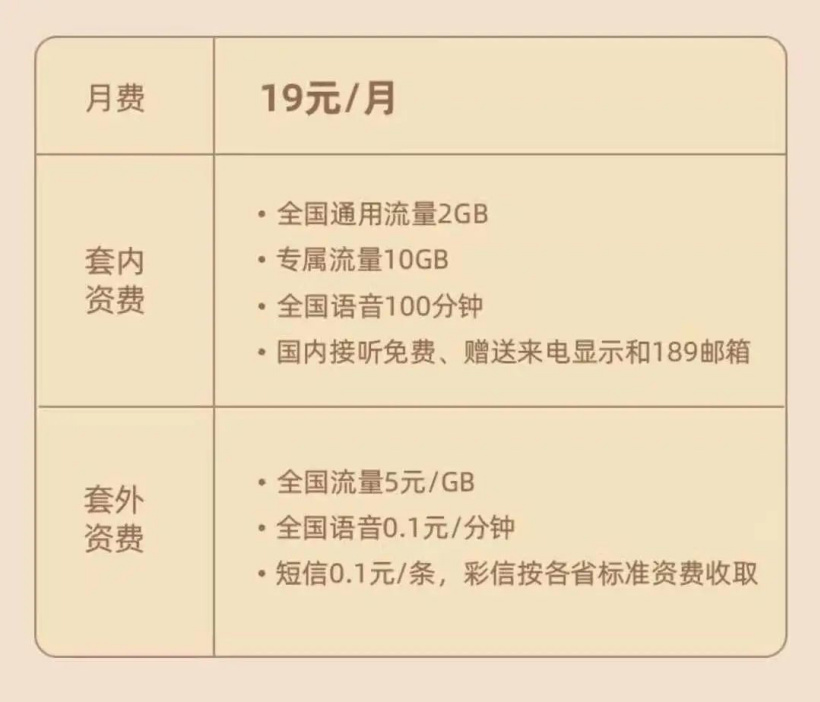 中国电信19元套餐（中国电信19元套餐包含哪些内容）