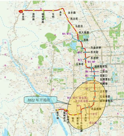 北京地铁路线图（北京地铁M102地铁全部站点）