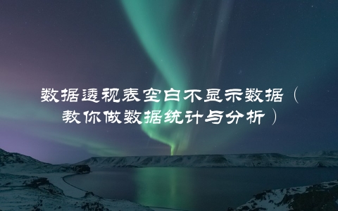 数据透视表空白不显示数据（教你做数据统计与分析）