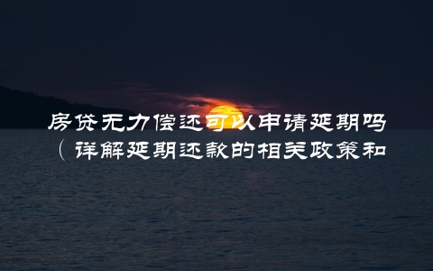 房贷无力偿还可以申请延期吗（详解延期还款的相关政策和流程）