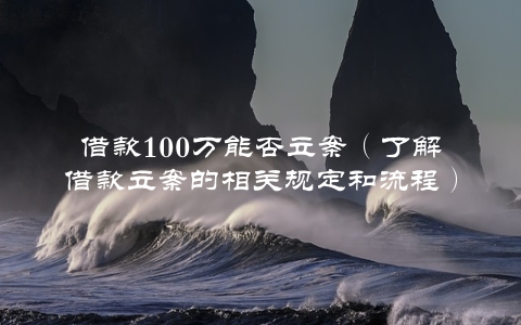 借款100万能否立案（了解借款立案的相关规定和流程）