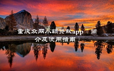 重庆众网小额贷款app（简介及使用指南）