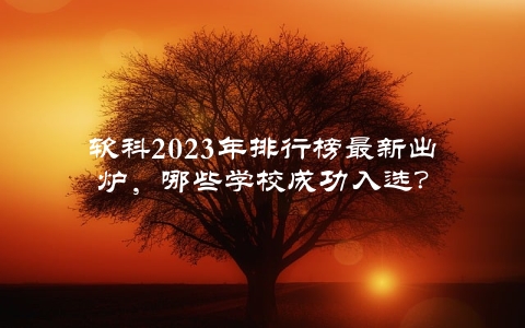 软科2023年排行榜最新出炉，哪些学校成功入选？