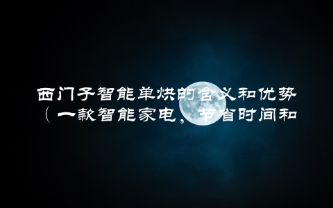 西门子智能单烘的含义和优势（一款智能家电，节省时间和成本）