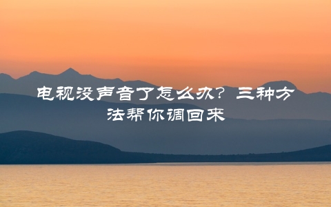 电视没声音了怎么办？三种方法帮你调回来