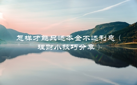 怎样才能只还本金不还利息（理财小技巧分享）