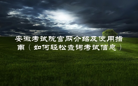 安徽考试院官网介绍及使用指南（如何轻松查询考试信息）