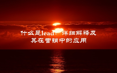 什么是lead？详细解释及其在营销中的应用