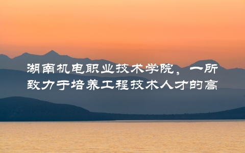 湖南机电职业技术学院，一所致力于培养工程技术人才的高等院校