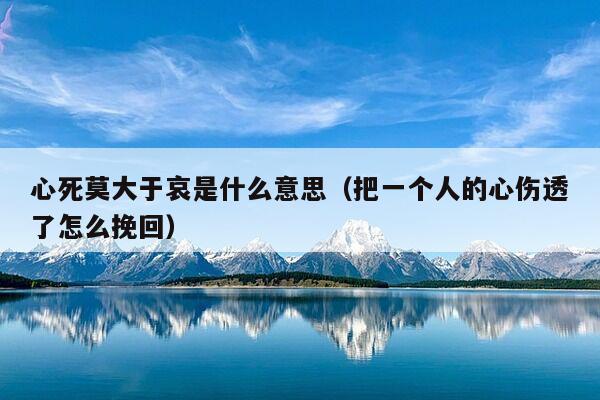 心死莫大于哀是什么意思（把一个人的心伤透了怎么挽回）