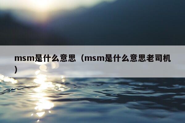 msm是什么意思（msm是什么意思老司机）