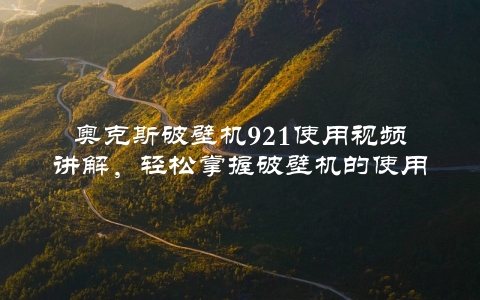 奥克斯破壁机921使用视频讲解，轻松掌握破壁机的使用方法